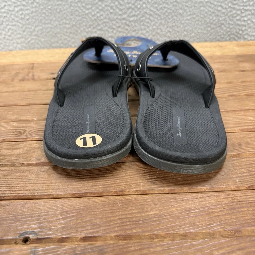 Tommy Bahama Sandals Mens 11 Black TBF Coast Flip Flops Beach Summer Casual NEW